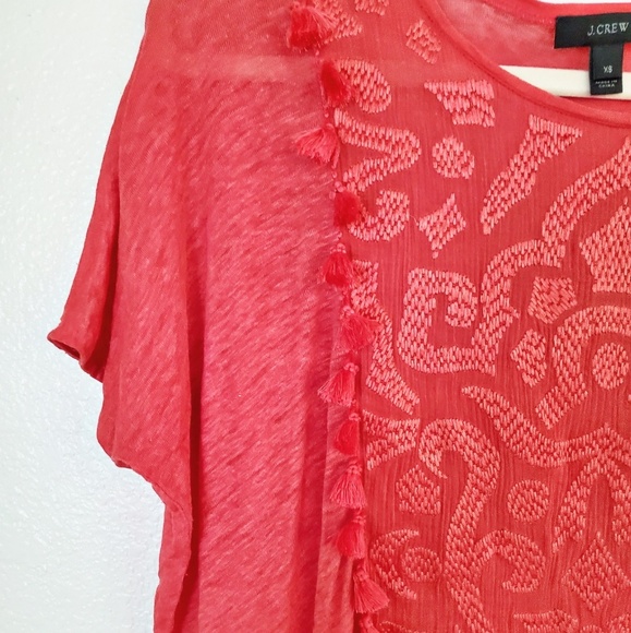 J Crew Linen Embroidered Top - Picture 4 of 7